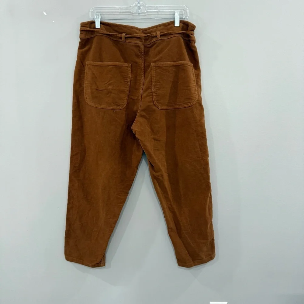 Ulla Johnson Pants Moleskin Sabi Straight Leg Belted in Tobacco Brown